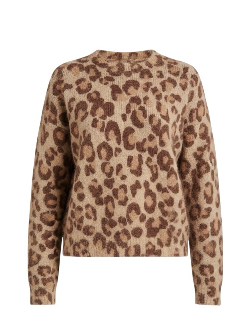 Sezane Gina Jumper Leopard‎ Print Pale Kid Mohair Wool Sweater XS